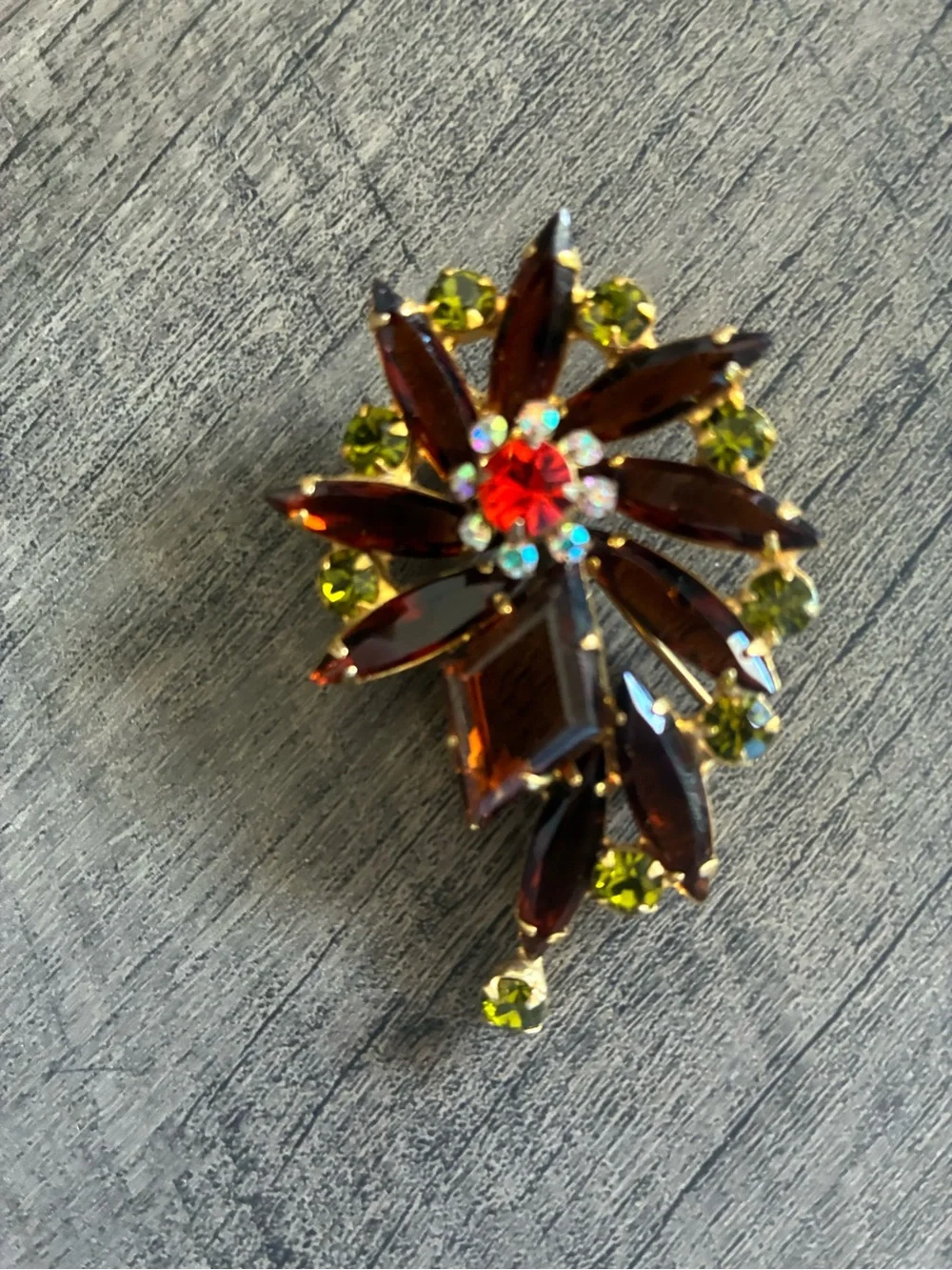 Vintage Rhinestone Floral Brooch